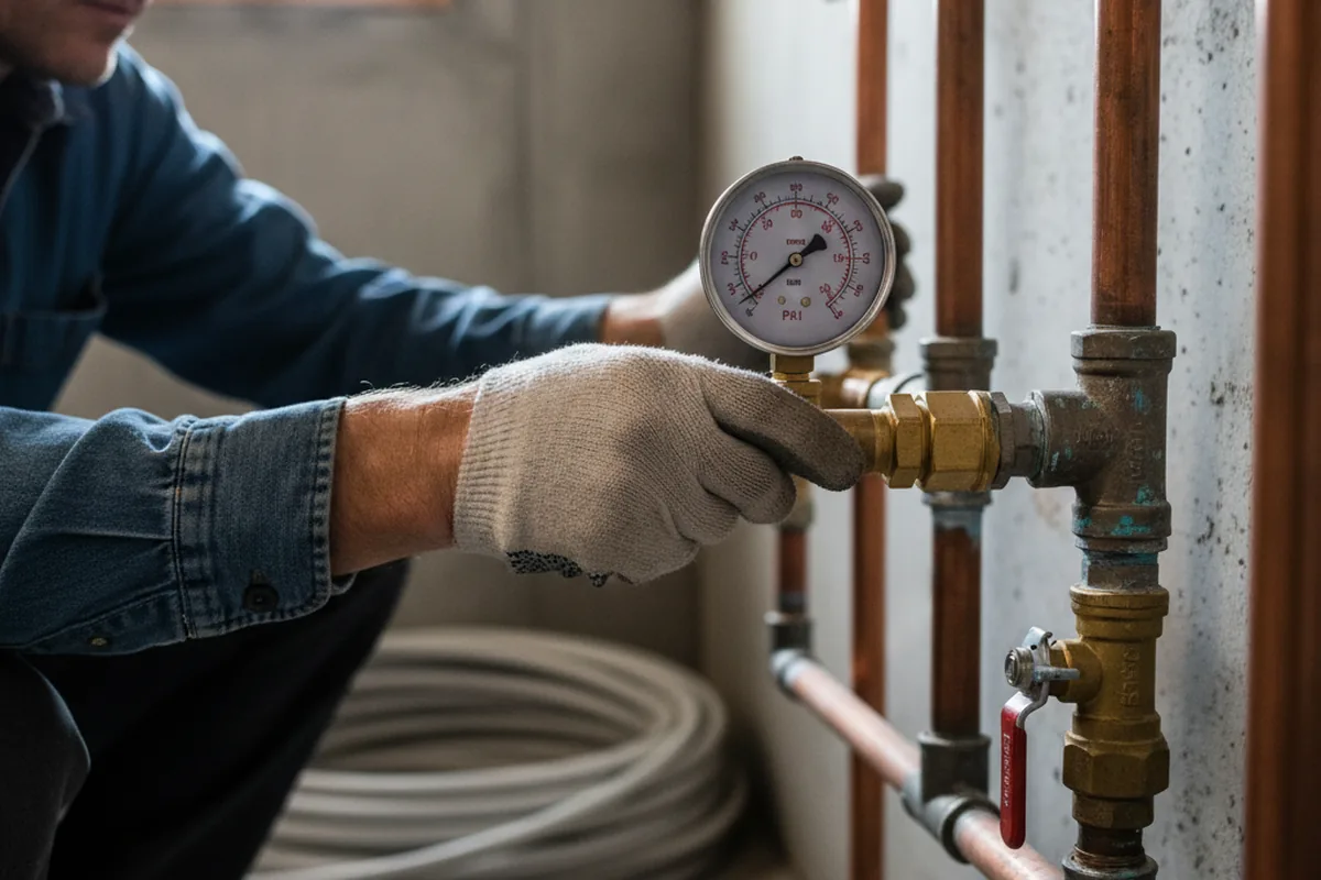 Pressure testing a repaired line during Water Line Repair in Sarver